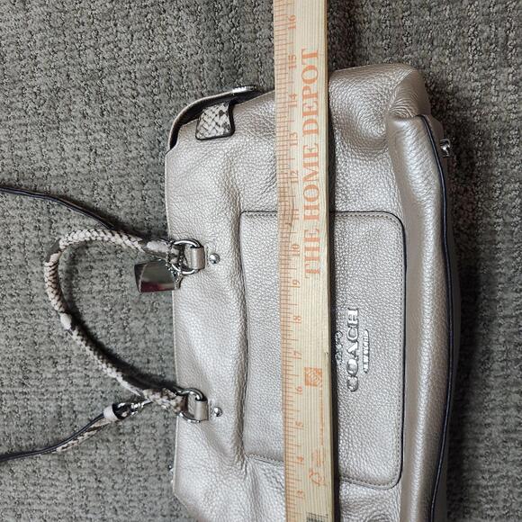 Coach Emma Satchel Metallic Pebble Leather Snake Embossed Size Medium - Picture 2 of 16